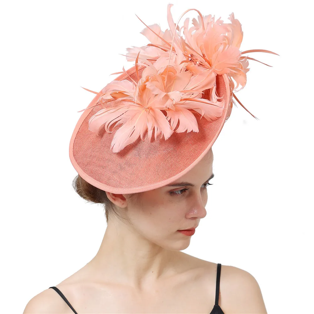 High-end Hat With Feathers Horse Racing Festival,Aristocratic Socialite Tea Party,Bride Party Hairpin Headwear top hat