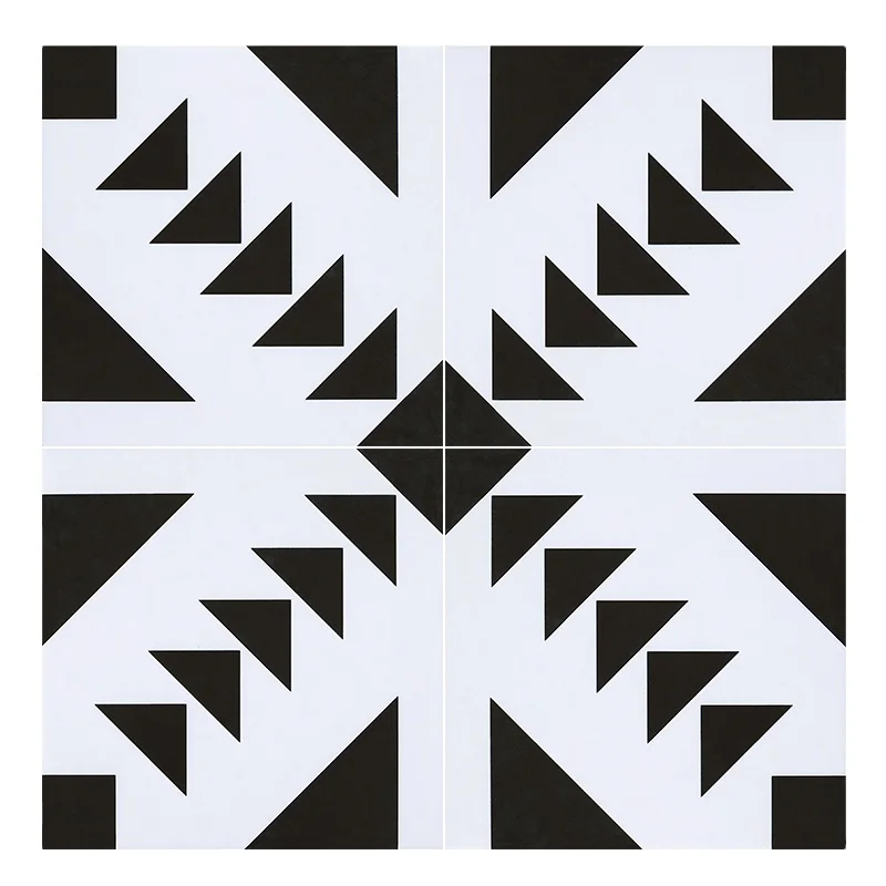 Black White Parquet Pattern Kitchen Bathroom Wall Floor Tile 200x200mm Art Flower Pattern Ceramic Interior Tile