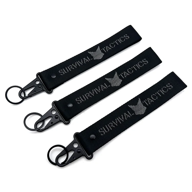 YYX Custom Jacquard Nylon Keychain Nylon Webbed Carabiner Hook Keychain Short Strap Lanyard Personalized Jacquard Keychain