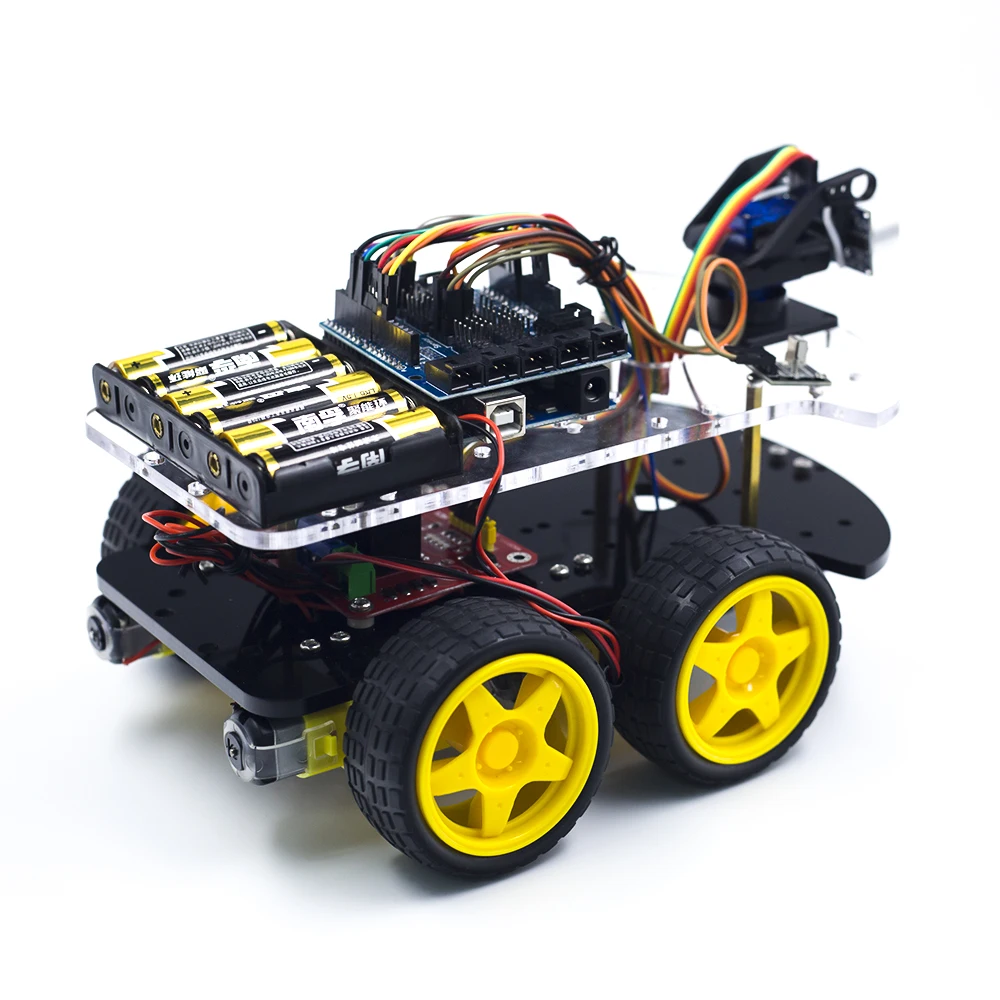 Robot Car Kit Multi-Functional 4WD Robot Car Chassis Kits Point Robot Car Kit TUTORIAL Compatible With Arduino IDE