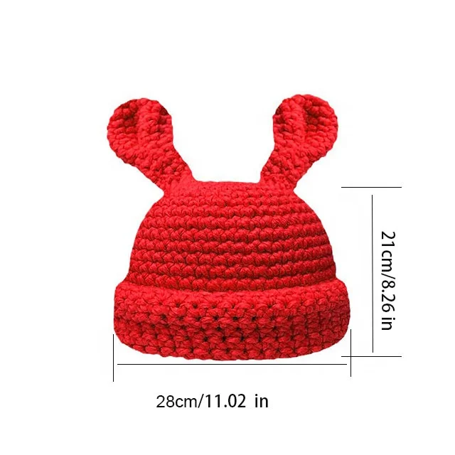 2024 Handmade Sweet Cute Rabbit Ears Knitted Hat All Warm Knitted Hat Jstock Supply of Japan and South Korea Sports Accessories