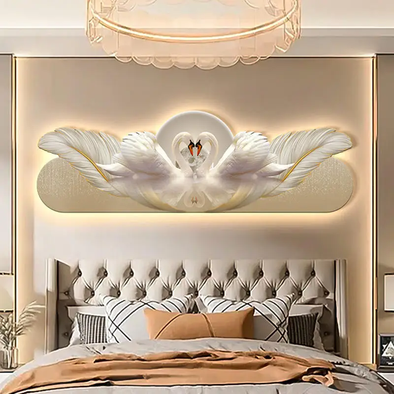 Factory wholesale feather planet engraving decoration Led lights Home decoration hanging picture wall painting laser engraving