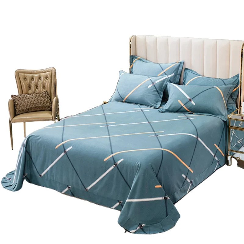 100% cotton thickened and peach finish print  bed sheet pure cotton sheet