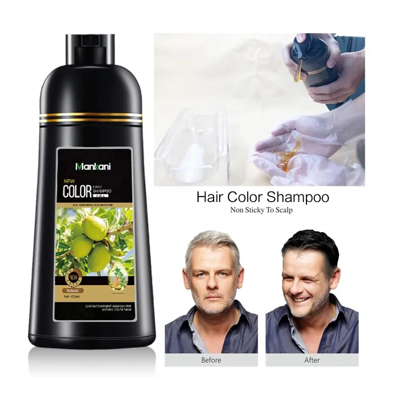 OEM Permanent 5 min Easy Fast Black Hair Dye Shampoo Men Women Dark Brown Hair Color Shampoo