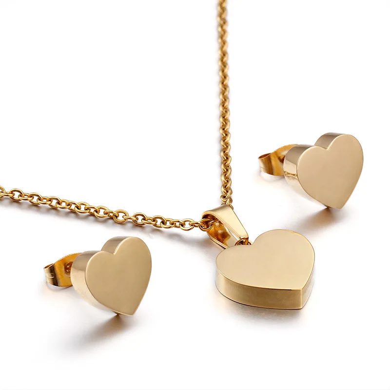 Love couple simple design fashionable hot sale stainless steel sets gold jewelry 18k