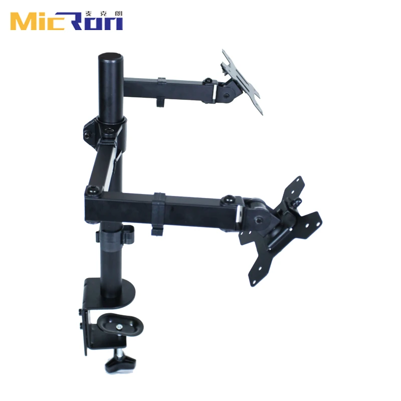 Dual Monitor Stand Mount Support TV 360 Degree Swivel Adjustable Double Bracket Monitor