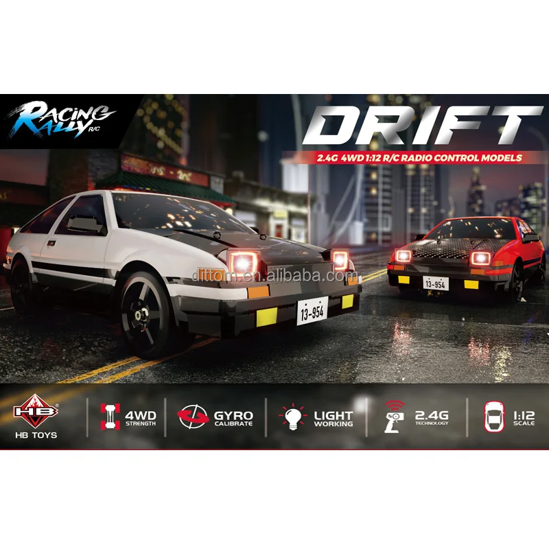 1/12 RC Drift Racing Car 2.4G 4WD Mini Remote Control Car 30KM/H High Speed Vehicle With LED Lights