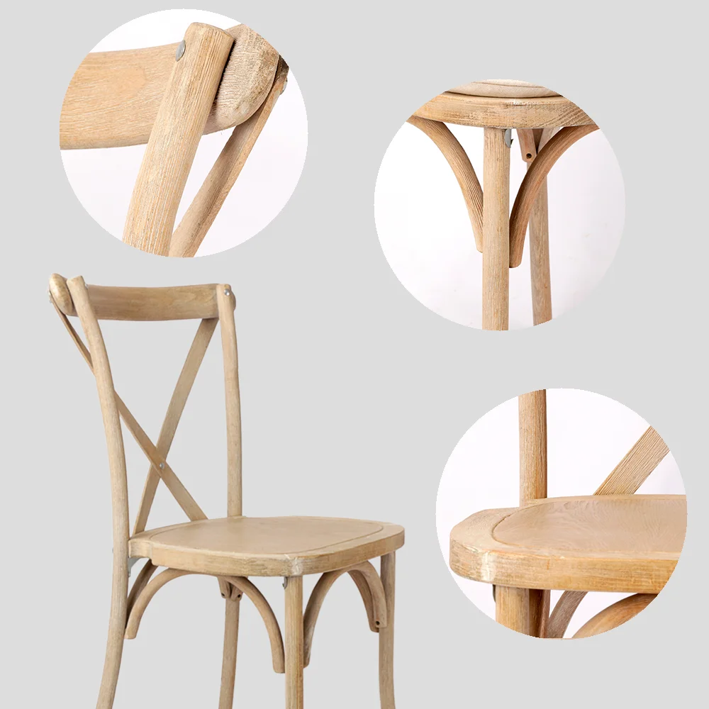 Outdoor Beech Wood Rustic Cross Back Chair Wedding Dining X Chairs