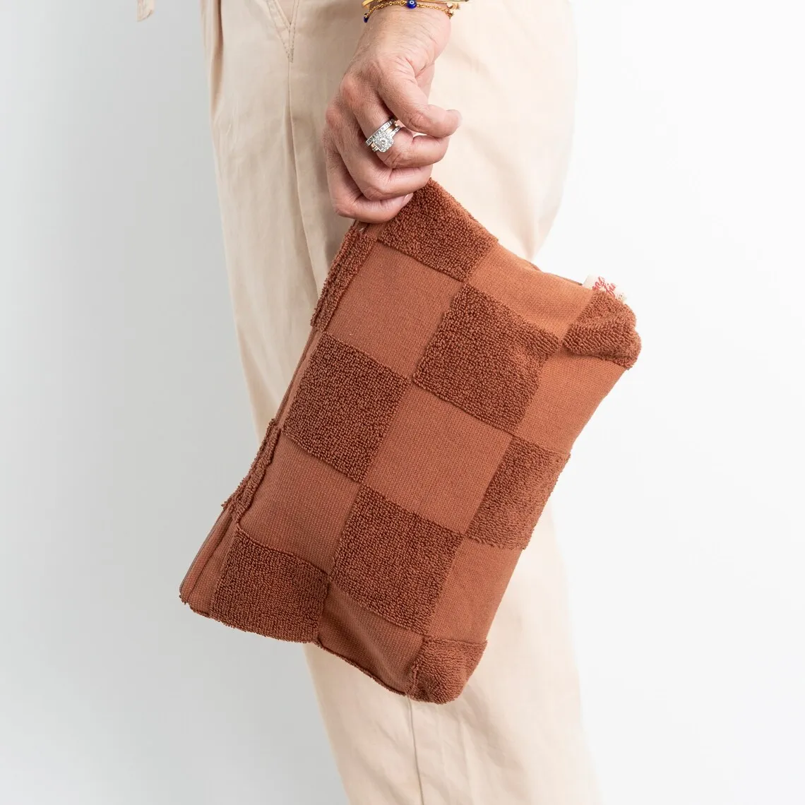 Large Women Custom Summer Terry Cloth Check Toweling Bag Gym Overnight Shoulder Beach Towel Tote Bags