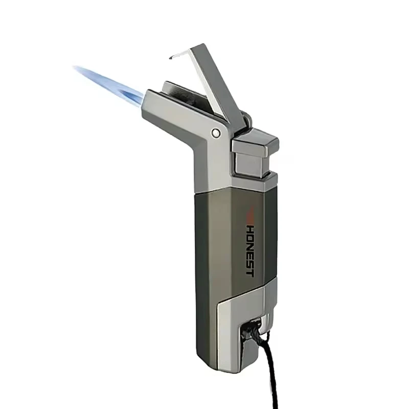 Custom Logo Metal Keychain Lighter Inflatable Cigarette Lighter creative jet flame design butane gas for business gifts