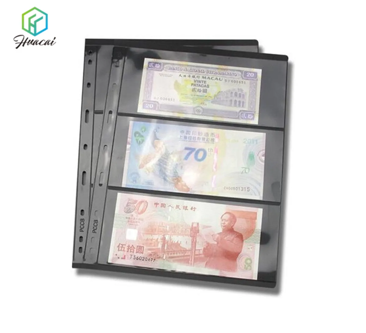 Flexible black PVC plastic 7 rows  stamp album page sheets leaf Folder for stamp collections or currency collection