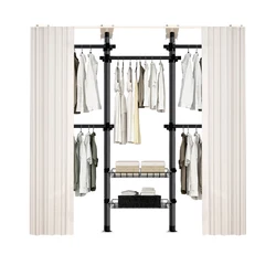 Good living room clothes storage cabinet sets carbon steel expandable coat rack heavy duty interior wardrobe closet for kids