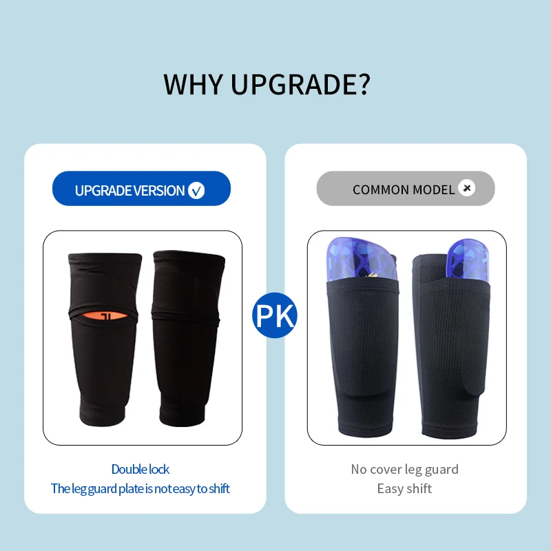 KS-6002#  Soccer Shin Guards for Kids and Adults, with Optimized Double Protective Sleeves to Prevent Falling Off