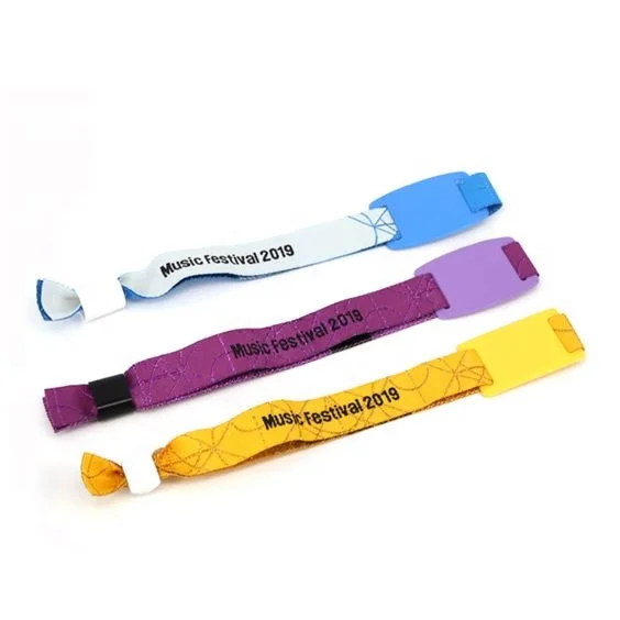 Custom Promotion  Rfid Iabel Tag Cheap Festival Event Wristband Satin Bracelet Nfc  Fabric Wristband