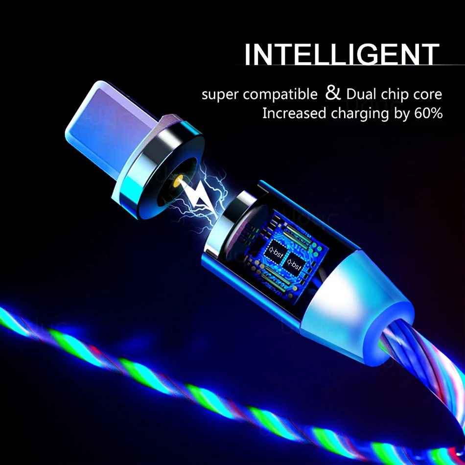 Cellphone data line 3 In 1 Usb Charging Data Led Multi-Function Cables Magnetic led charging