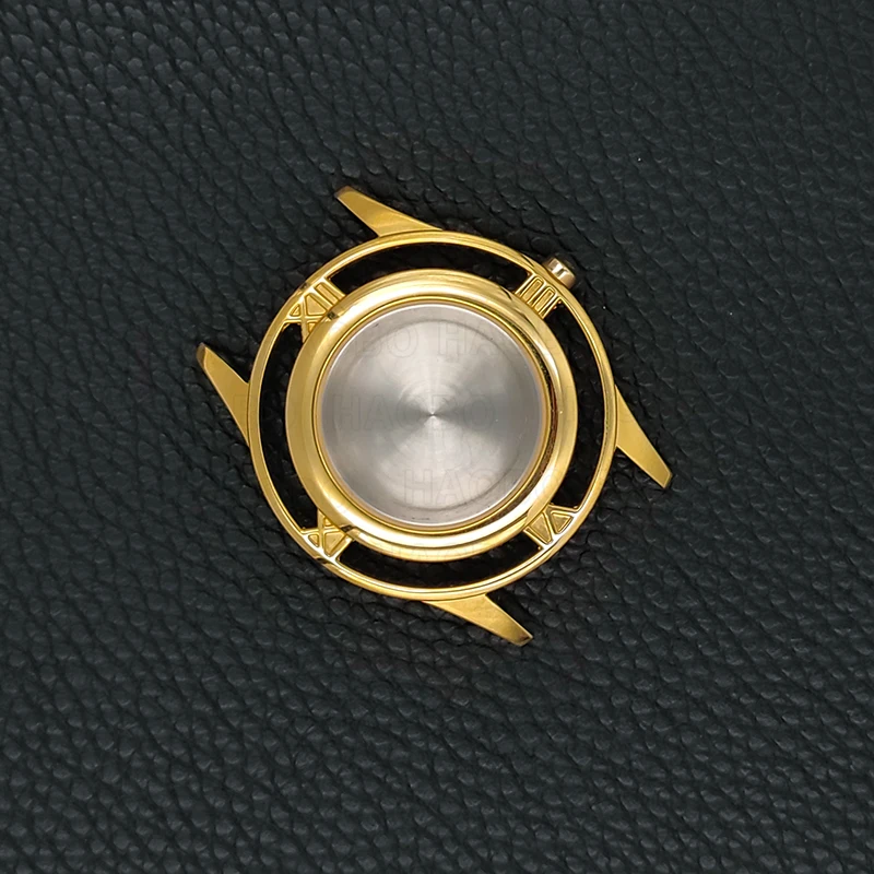 Factory Customized Hardware parts Plated 14k 18k Gold  CNC Machining Stainless Steel 316 L Watch Case with Sapphire Glass
