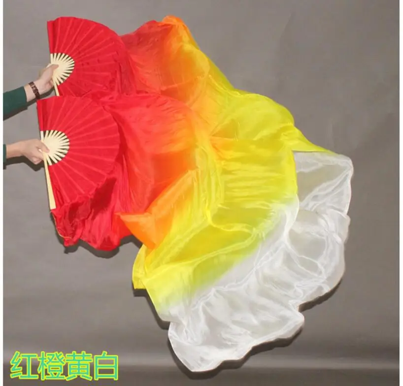 Green Dyeing Fire red-orange-Yellow  belly dance Long Bamboo fans veils