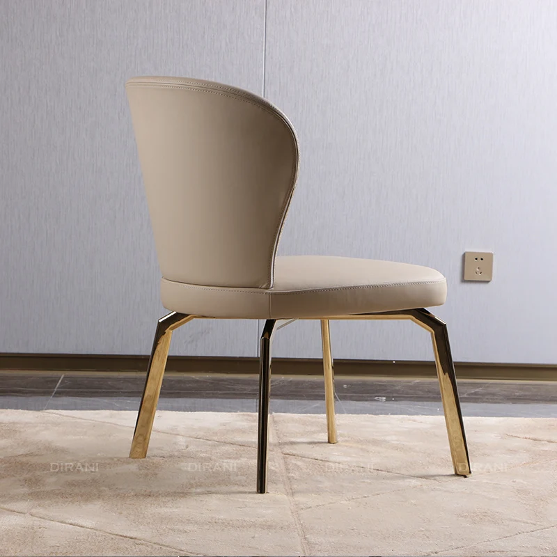 Роскошное кресло для столовой из одной ткани, кожаные современные обеденные стулья с высокой спинкой рисового белого цвета