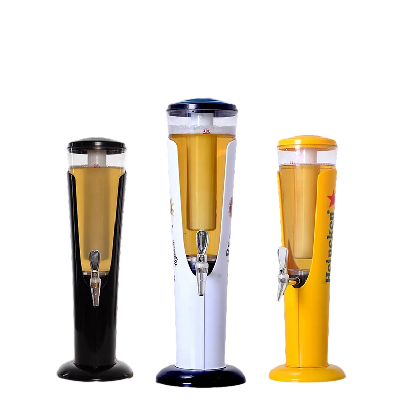 Bar Tall Beer Tower Dispenser for Draft Beer Machines Self-service 3-liter Juice Kegs with Ice Tubes and LED Lights Beer Tower