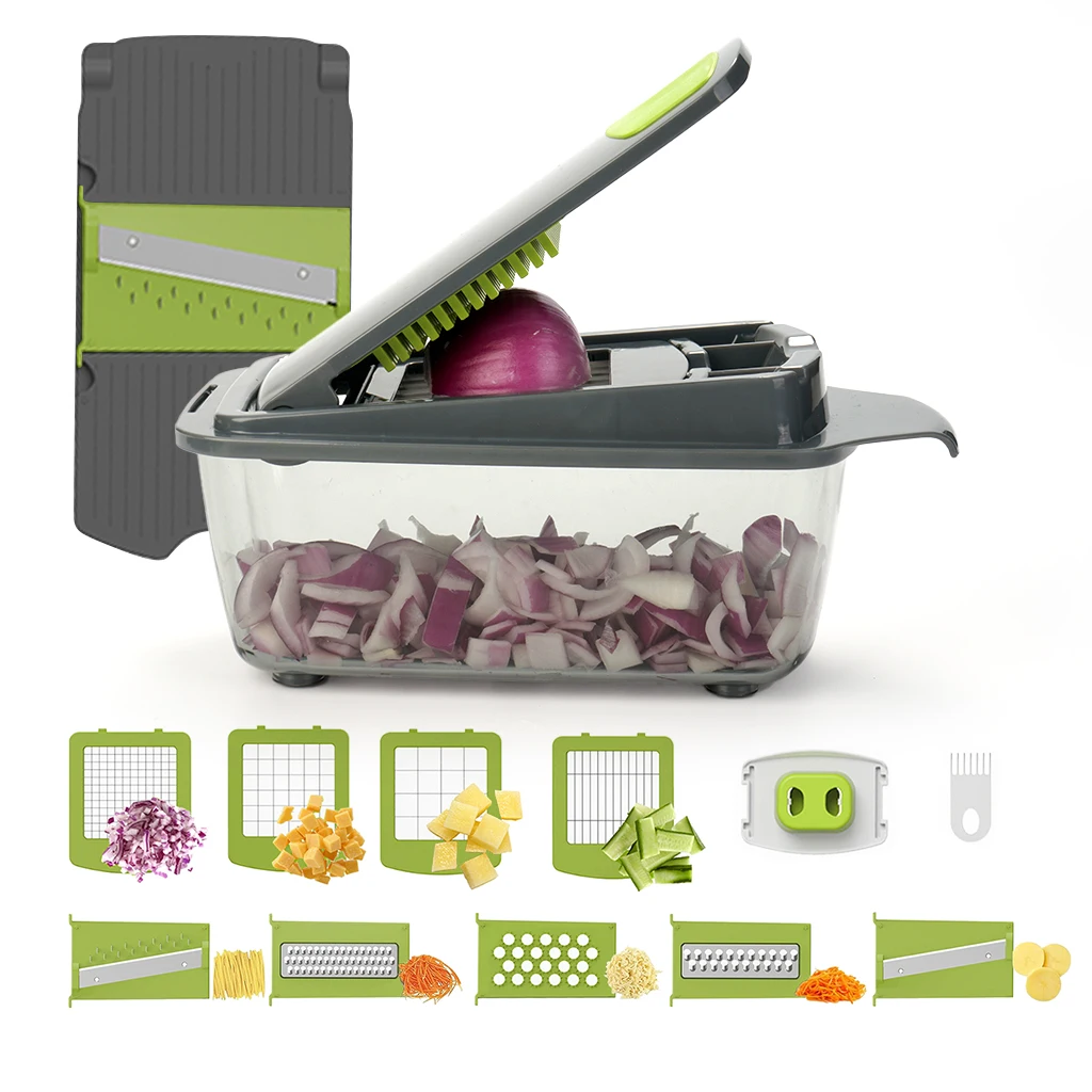 Hot selling Good quality manual food chopper Vegetable cutter machine 9 in 1 Vegetable Chopper smart kitchen tools gadgets