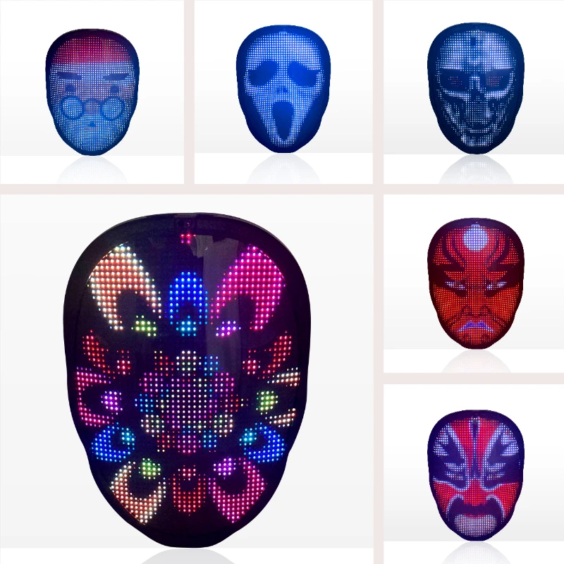 New LED Mask multi light up induction face mask Christmas luminous mask for party APP control USB Rechargeable