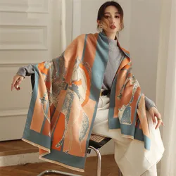Luxury Scarfs for Women Pashmina Cashmere Shawl Wrap for Evening Dressing Horse Scarf Blanket Open Front Poncho Cape