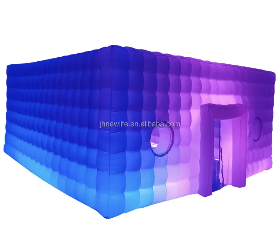 Portable Large Party Tent House Inflatable Nightclub Black Blow up Wedding Inflatable Marquee LED Cube Tent Night Club