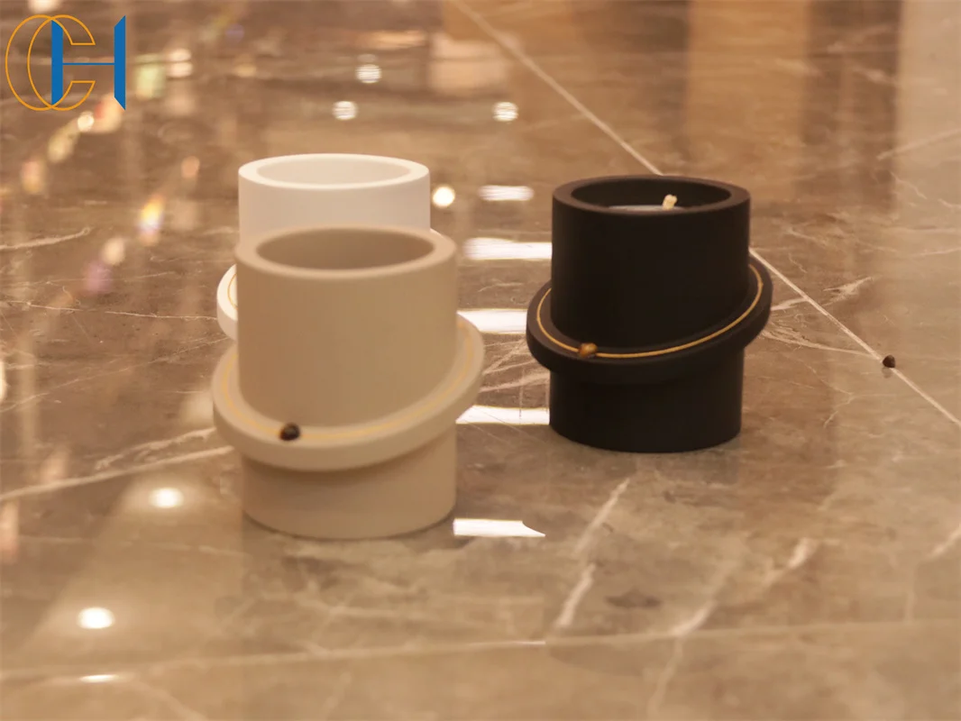 C&H Black  and White Luxury Silicone Mold for Cement Candle jar Creative Design Modern Concrete Cement candle jars Candle Vessel