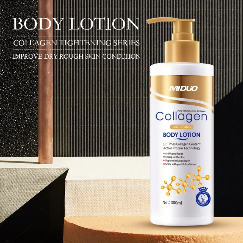 OEM 300ML Organic Retinol Instant Vitamin C Lightening Brightening Skin Whiten Moisturizing Milk Body Lotion Collagen For Women