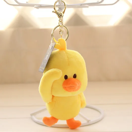 Plush yellow duck coin bag and keychain plush toys