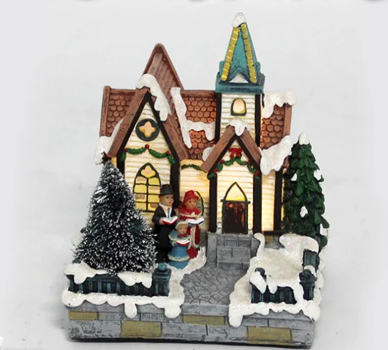 Креативный маленький дом из смолы, украшенный светодиодной подсветкой, рождественский подарок