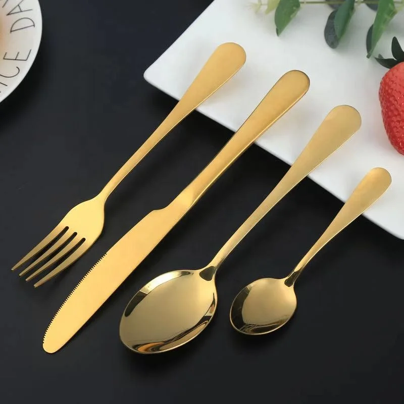 Wholesale Set Stainless Steel Gold Knife Spoon Fork Cutlery Sets for Wedding Event