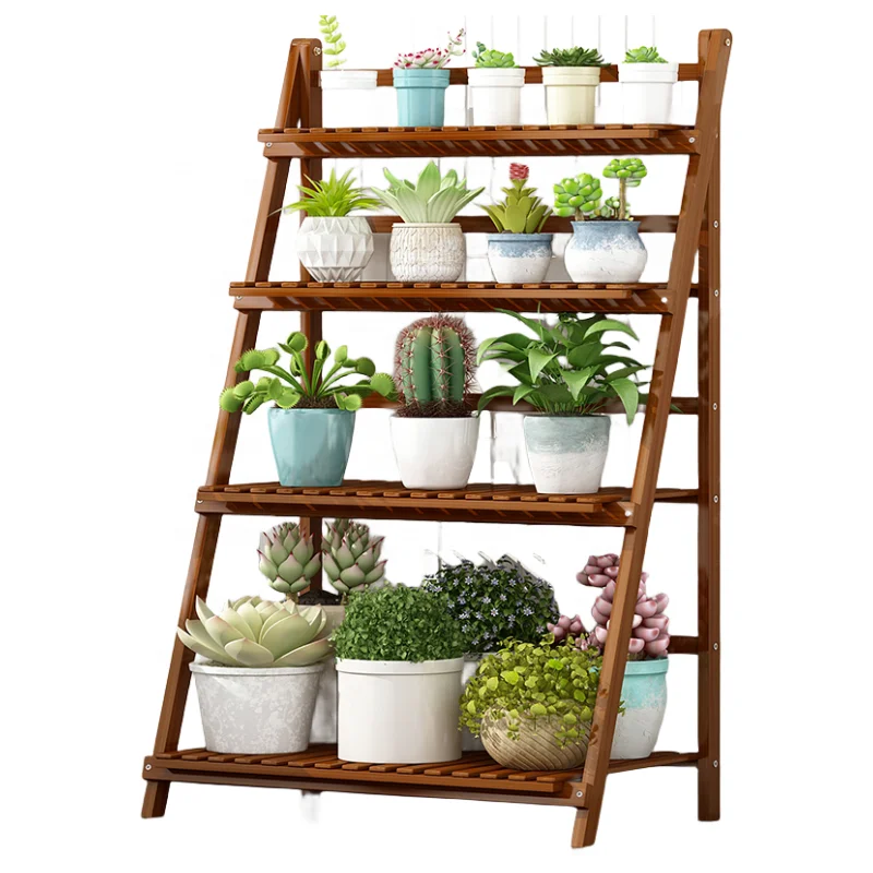 70cm- Garden Sets 4 Tiers Folding Bamboo Flower Rack Plant Stand Display Shelf