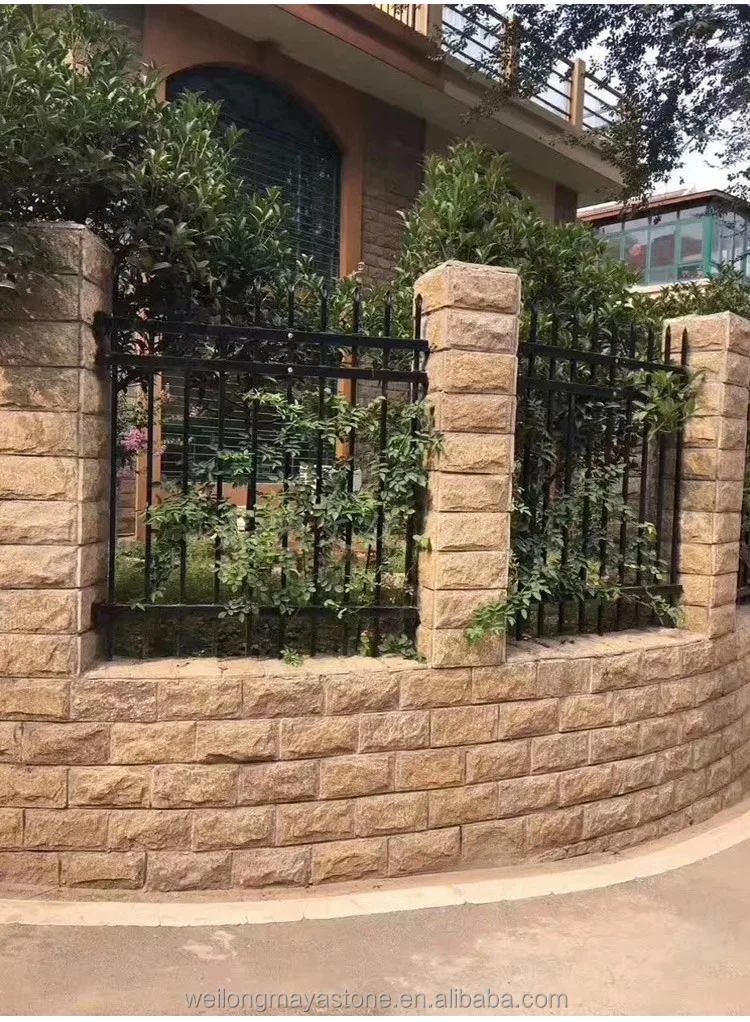 Chinese Natural Sandstone Villa Yellow Mushroom Stone Balcony Culture Stone Garden Outdoor Wall Brick Ancient External