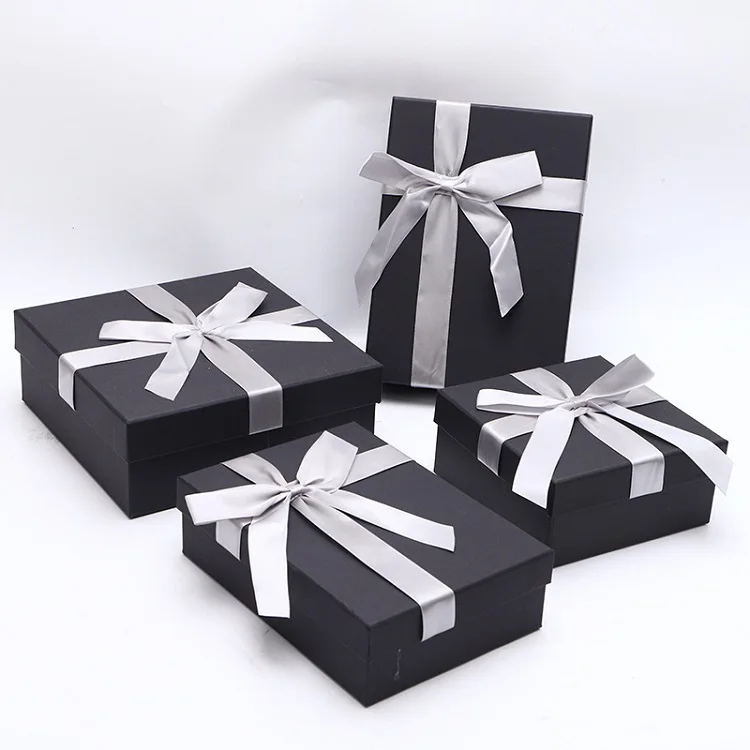 Wholesale Recyclable Eco Friendly Cardboard Rectangular ribbon bow creative large wrapping gift box