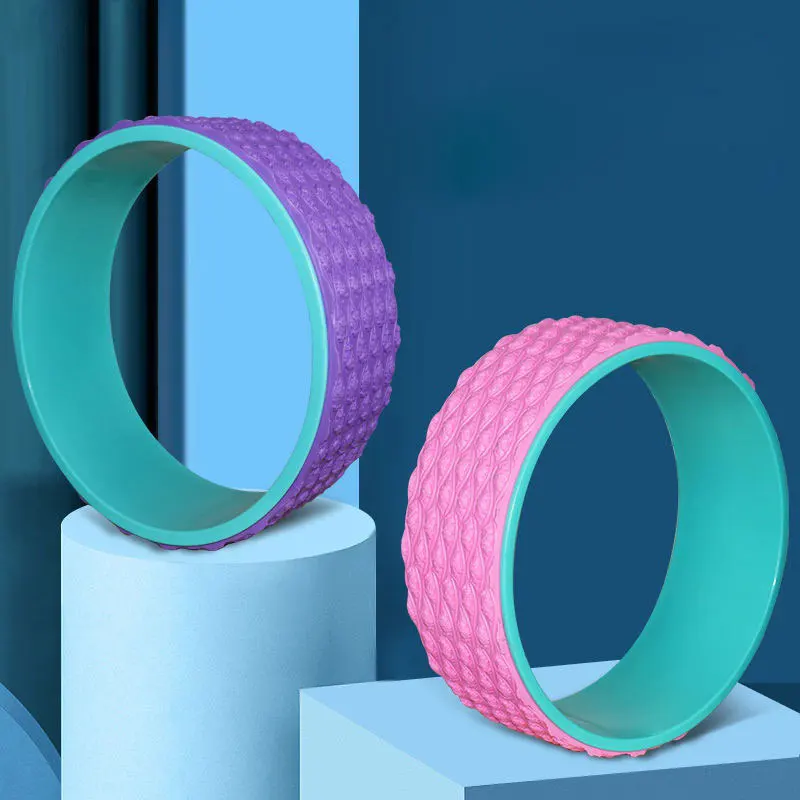 Pilates Ring Circle Yoga Wheel Cork Magic Power Ring Pilates Set Resistance Ring Copper Wheel Prop Roller Purple For Back Pain