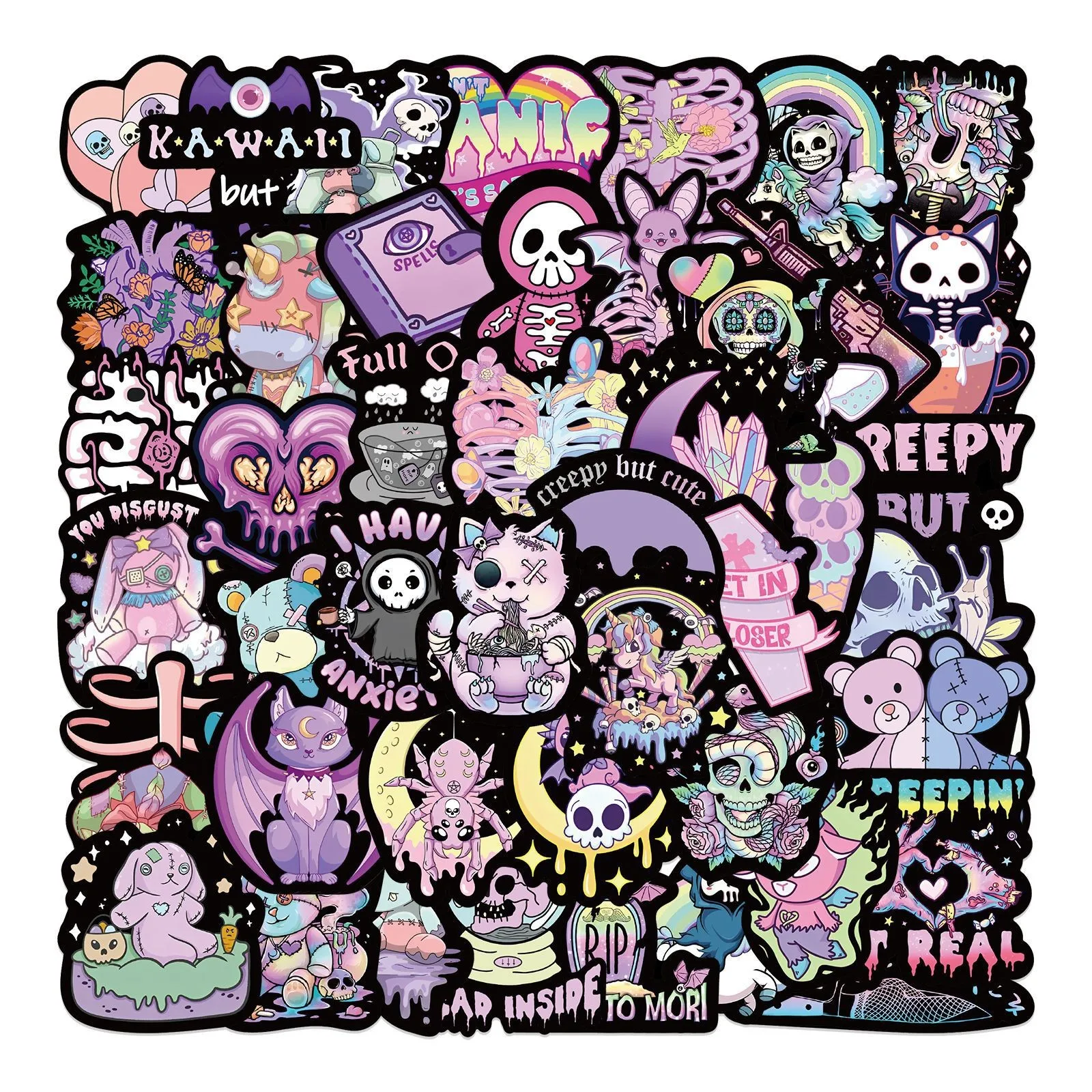 56 pieces of dark purple Gothic graffiti stickers decoration luggage DIY waterproof stickers