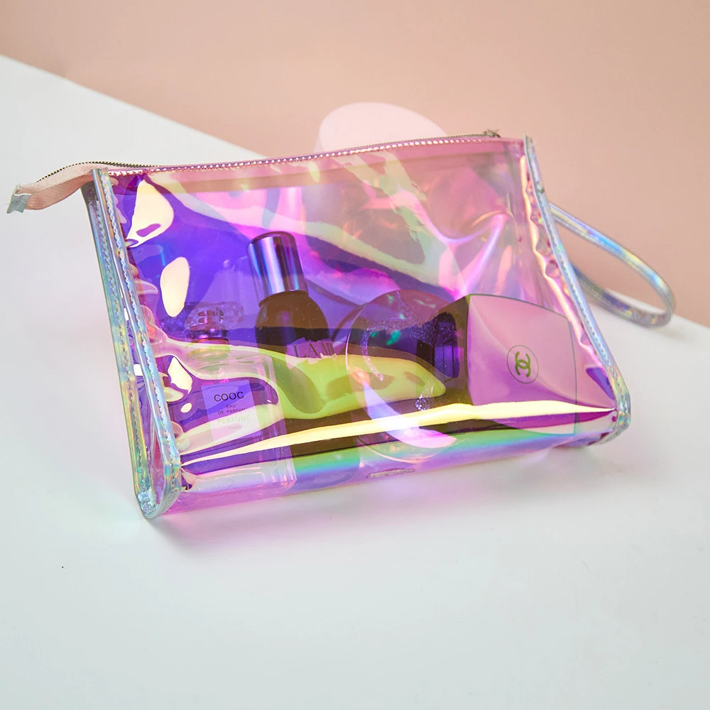 Laser makeup bag Square Packaging Beautiful Beauty Bag Basics Cosmetic Make Up Bag For Ladies
