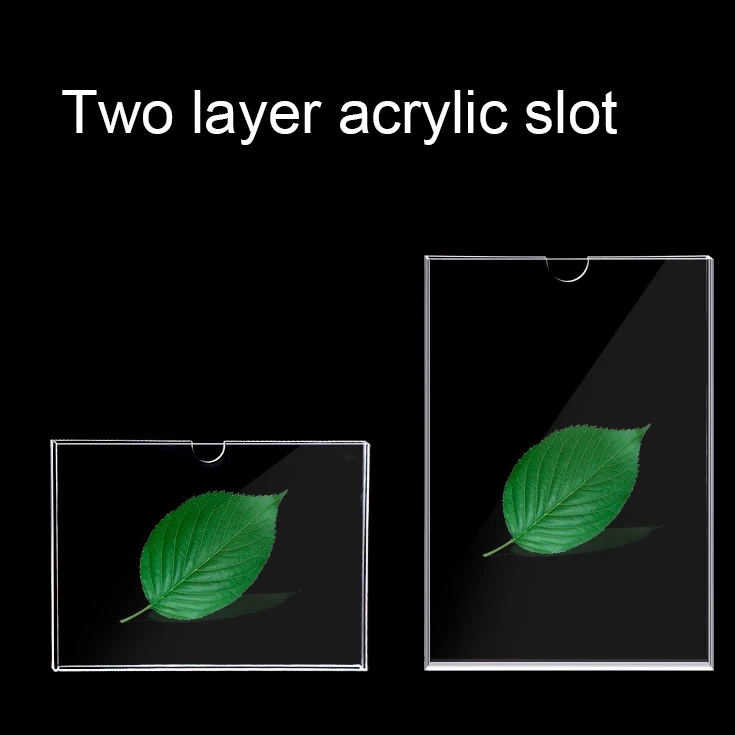 custom sizes high transparent acrylic wall pocket with slot for photo/card/ advertising display