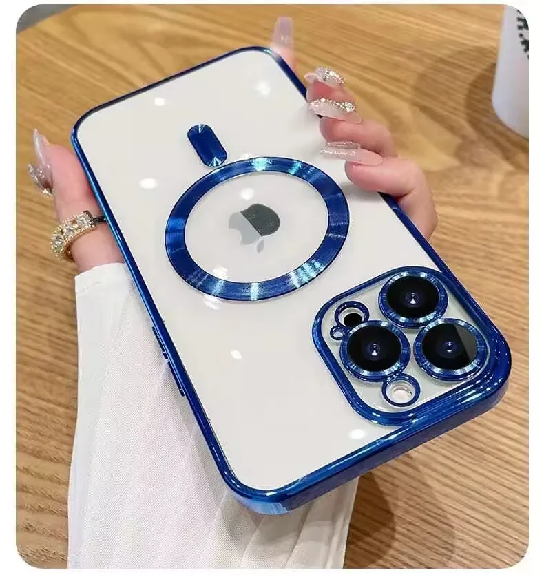 Shockproof Tpu Magnetic Phone Case luxury wireless charging phone Case For Iphone 12 13 14 15 Pro Max