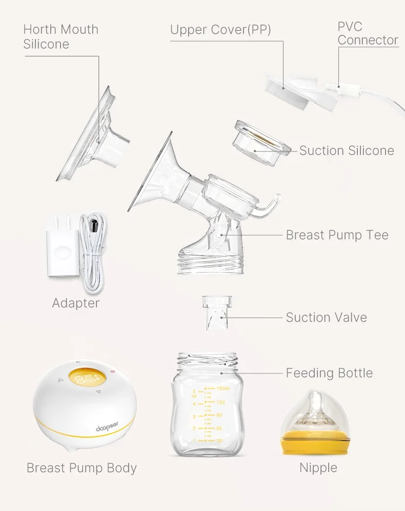 Doopser Double Electric Breast Pump Wholesale Milk Extractor Portable Breast Pump Food Grade Silicone Factory Price