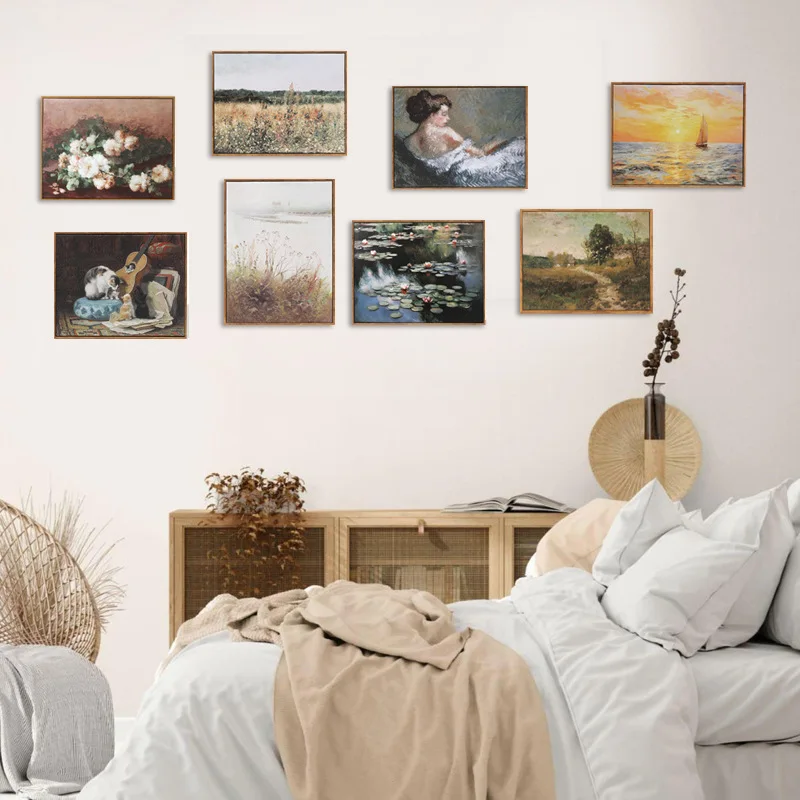 Natural landscape oil painting bedroom dining room decorative painting pastoral style living room mural