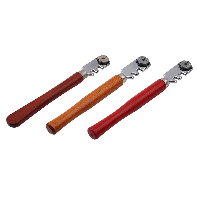OEM Glass Scribing Wheels Glass Tile Cutter Tungsten Carbide Wood Handle 6 wheel diamond Glass Cutter