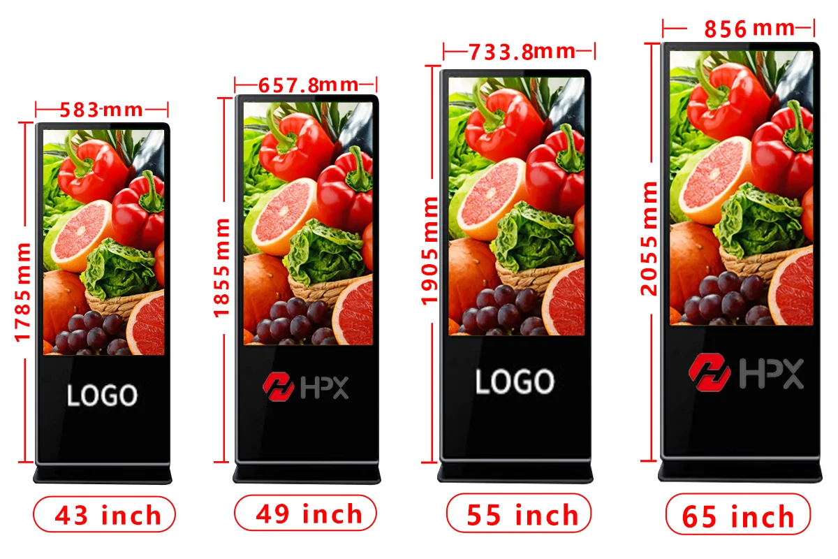 HPX Floor Standing Vertical Interactive Digital Signage Totem LCD TV Touch Screens Kiosk Advertising Display for advertising
