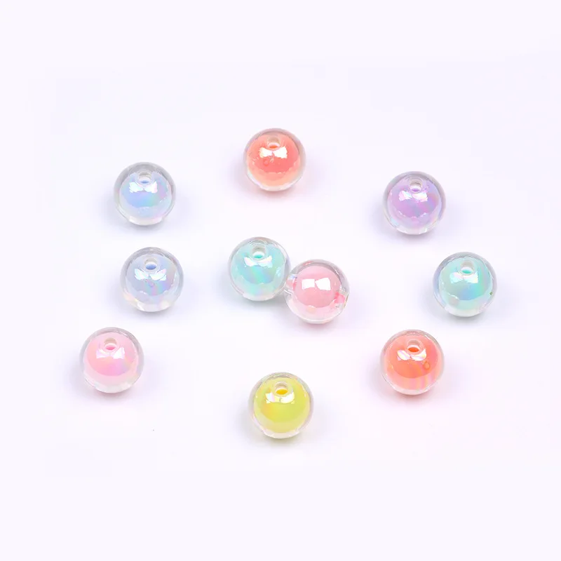 Custom Diy Acrylic Plated Color Inner Color 10mm Bead In The Ball Loose Beaded Heart Shape Acrylic Beads