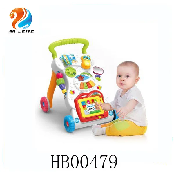 Multi Functional Kids Early Educational Toy Painting Toys Musical Keyboard Learning to Walk Baby Push Walker with White Board
