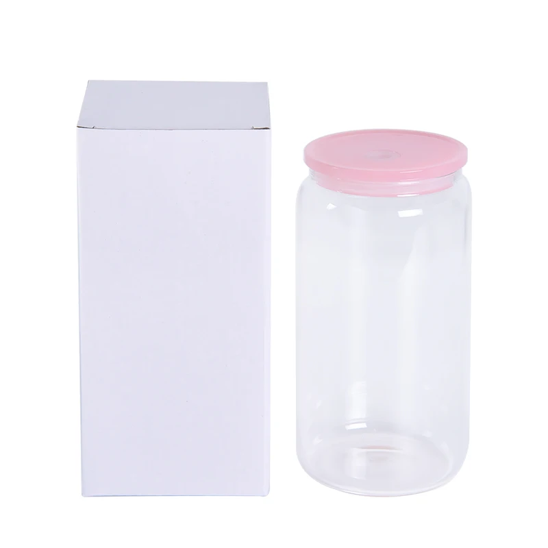 frosted color 12oz 16oz ice drinking soda cup with glass straw and  cover Factory price Beer Can customization accept