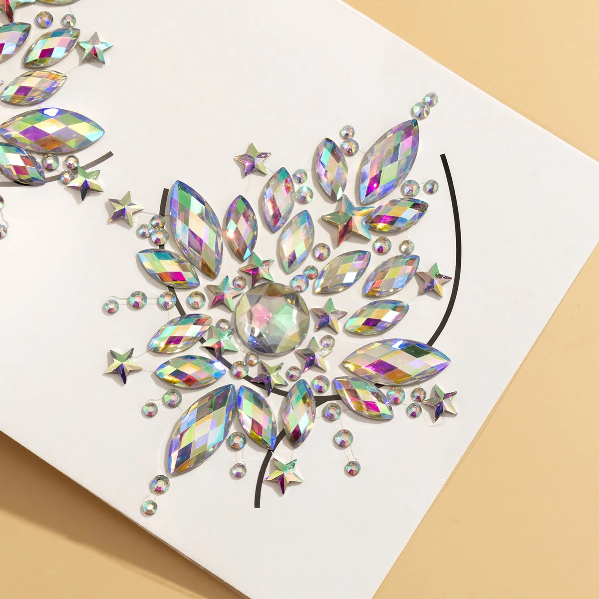 Halloween Sequins Rhinestone Crystal Diamond Face Tattoo Temporary Jewelry Art Sticker Happy Double Side Gem Sticker