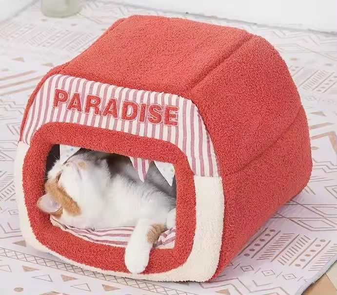 Washable Winter Creative Clown Yurt Slippers Shaped Warm Cat Nest Cat Castle Bed Cute Cartoon Pet House