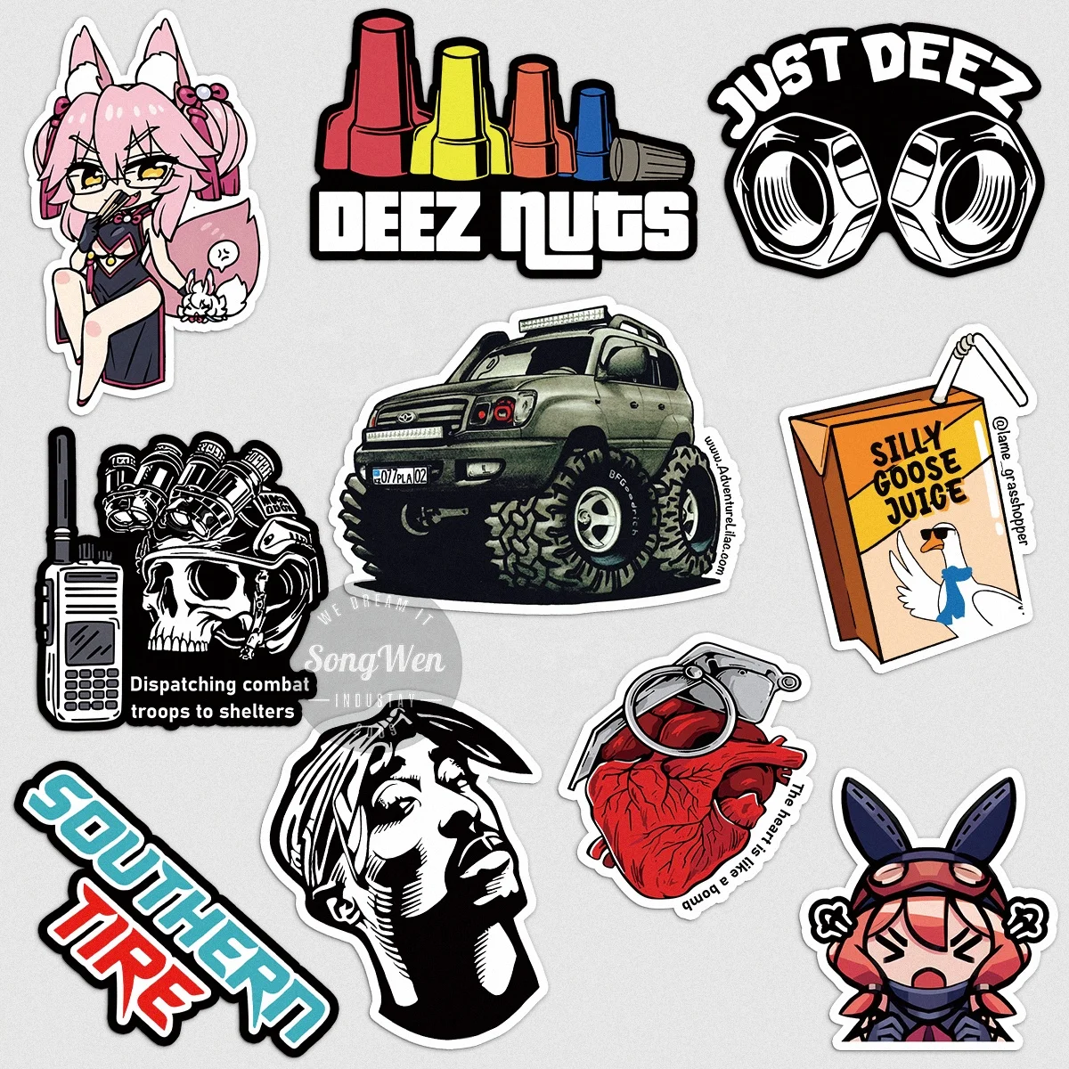 Low MOQ UV Resist Weatherproof Split Back Self-Adhesive Durable Matte PVC Vinyl Sticker Printing Die Cut Logo Custom Stickers